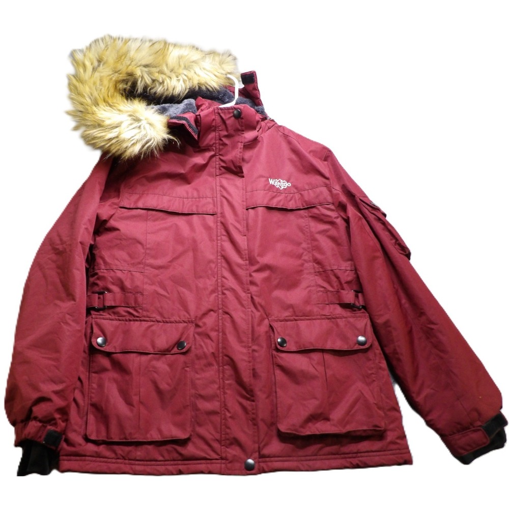 Wantdo Parka Women M Red Faux Fur Hooded Snow Ski Jacket Insulated Waterproof